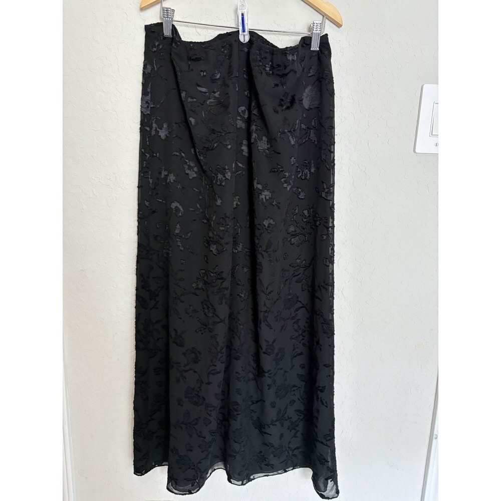 Black Velvet Burnout Maxi Skirt Womens Sz 14 Whimsigoth Goth Witchy Dark Fairy